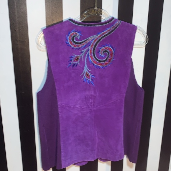 Bob Mackie Wearable Art Purple Suede Vest Womans Small Vintage Retro 90s Leather - Picture 14 of 17